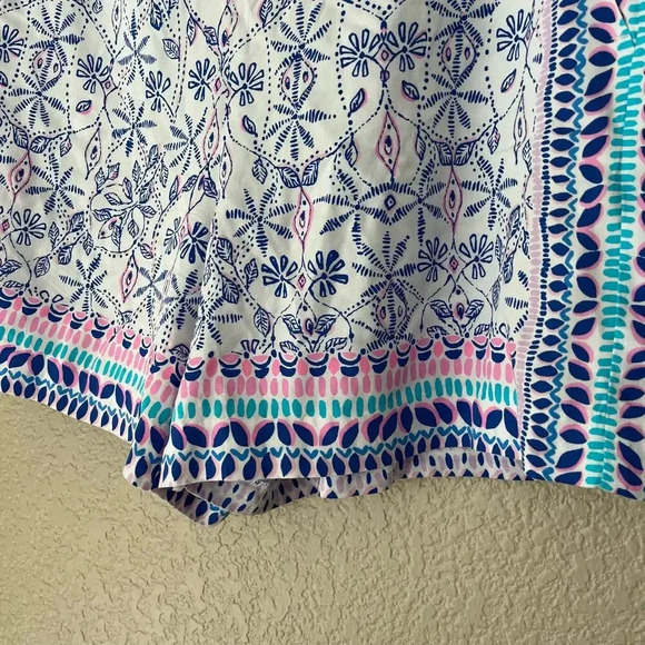 Lilly Pulitzer 5” Neilah Pull On Shorts Large Rayon Pink Blue Tropical - Picture 3 of 7